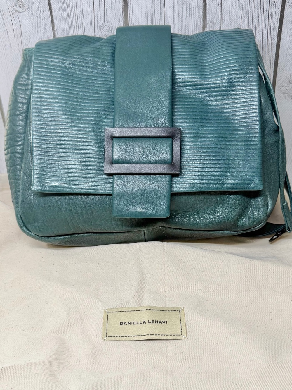 PRE LOVED Daniella Lehavi Teal Leather Shoulder Bag Eva Messenger